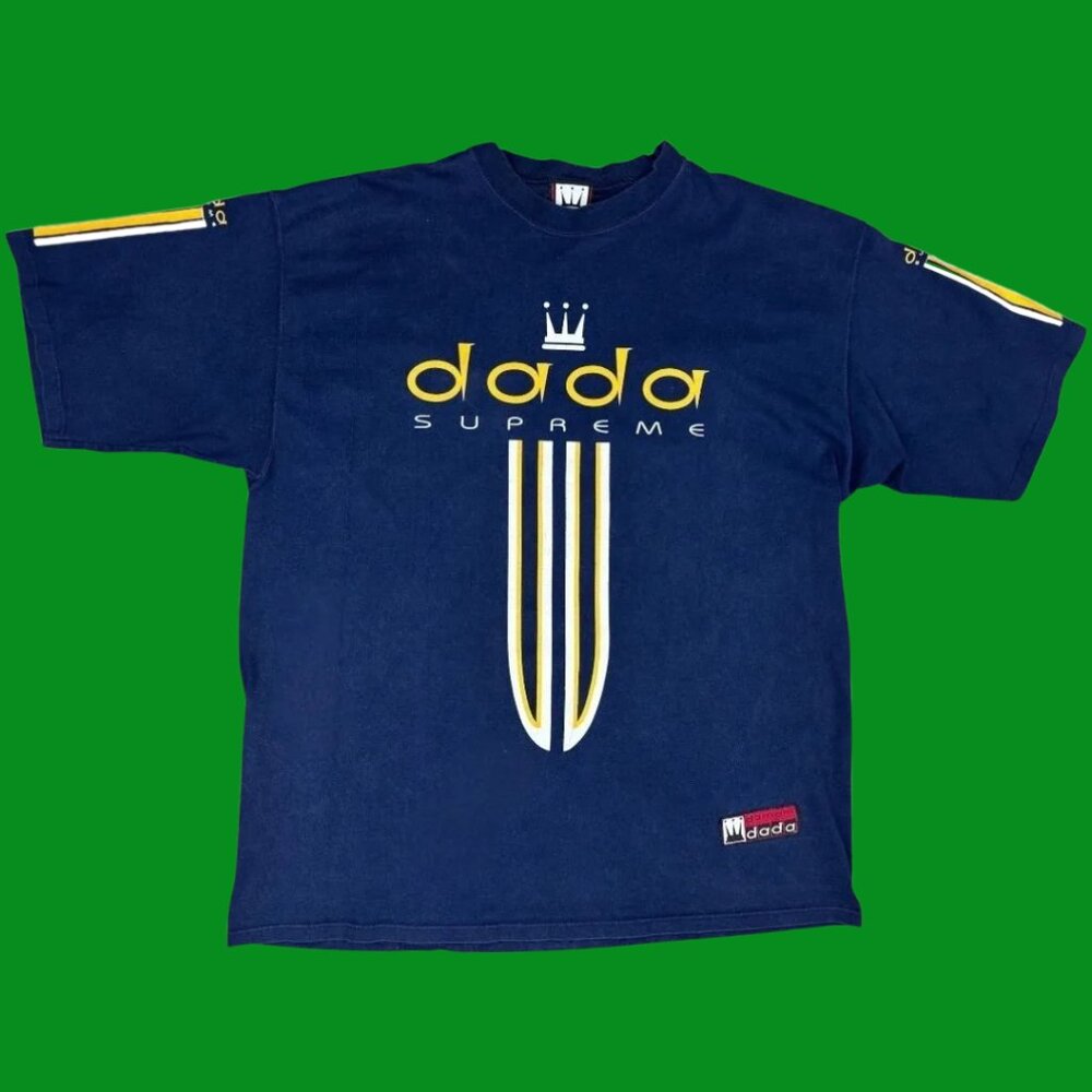 VTG Dada Supreme “Damant” Logo T-Shirt – Navy & Yellow
